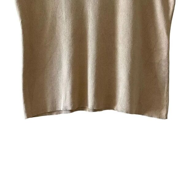 Chico’s Women’s Sleeveless Mock Neck Mustard Knit Silk Blend Tank Top 2 #1070 - Picture 4 of 13
